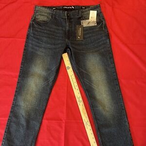 Stone Falcon Slim Fit Men Jeans Blue Fade 36x30 Zip Fly Stylish Denim